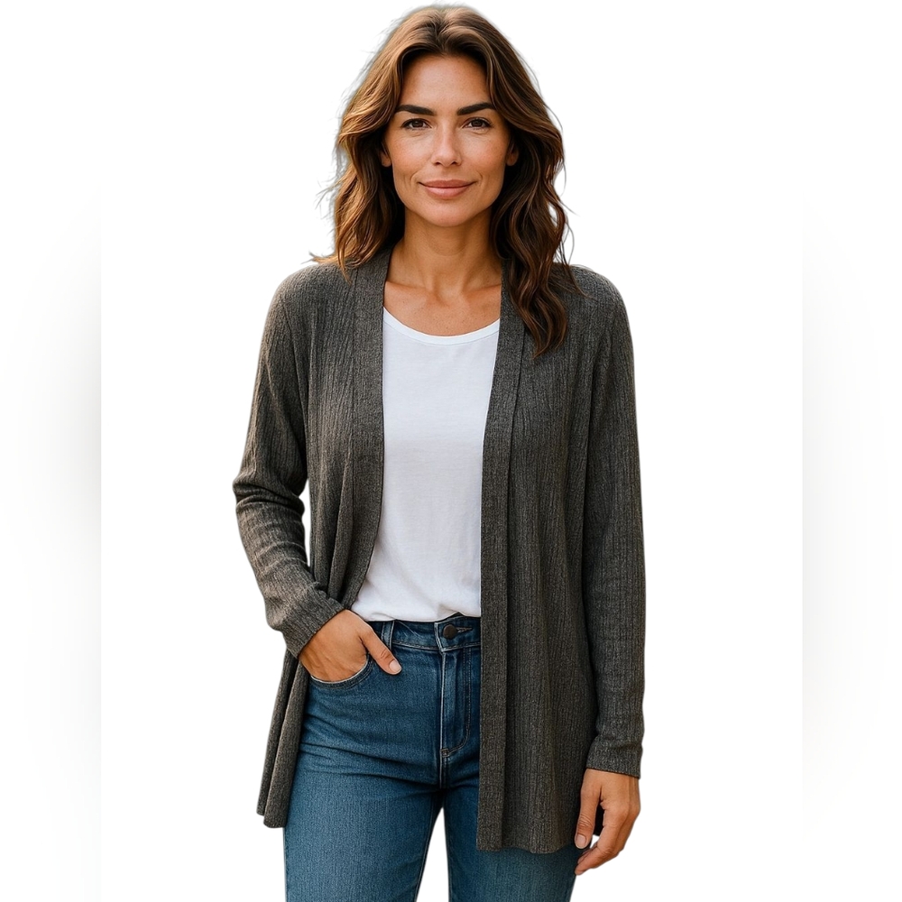 Show me your Mumu Metallic Ribbed Gunmetal Grey Sweater Women's Size Medium M